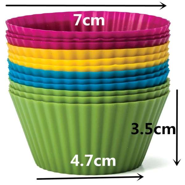 Set of 12 Pieces Round Shaped Silicon Cup Cake Holders - Image 2